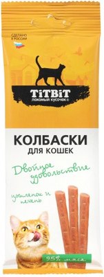 Лакомство для кошек TiTBiT Двойное удовольствие цыпленок и печень (45г) - 