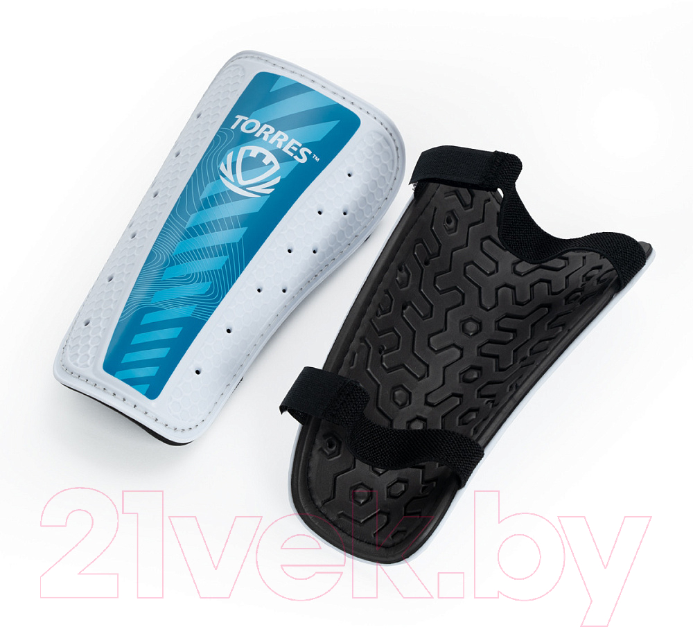 Щитки футбольные Torres Match FS2305 (M, белый/голубой) — фото 2
