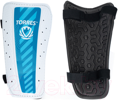 Щитки футбольные Torres Match FS2305 (L, белый/голубой)