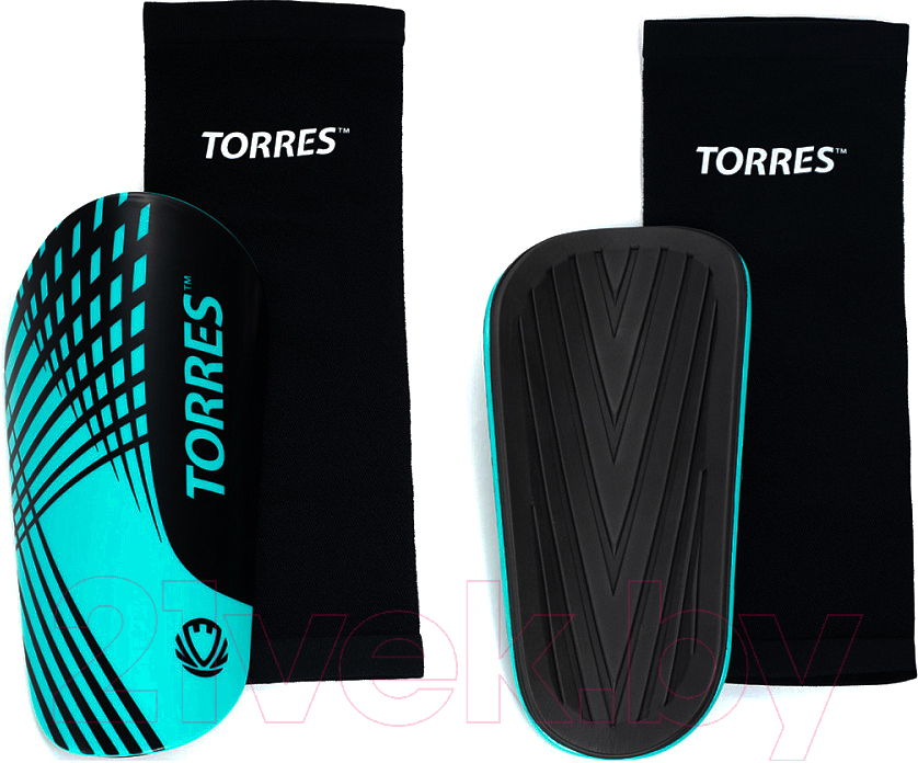 Щитки футбольные Torres Pro FS2308 (L, черный/бирюзовый)