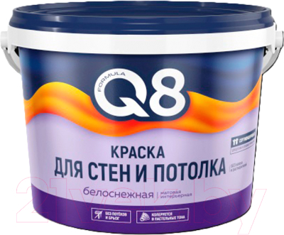 Краска Formula Q8 Для стен и потолка полиакриловая / 05-154-002-065 (6.5кг)