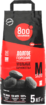 Угольные брикеты 800 Degrees Долгое Горение / 800DGR-ELH05 (5кг)