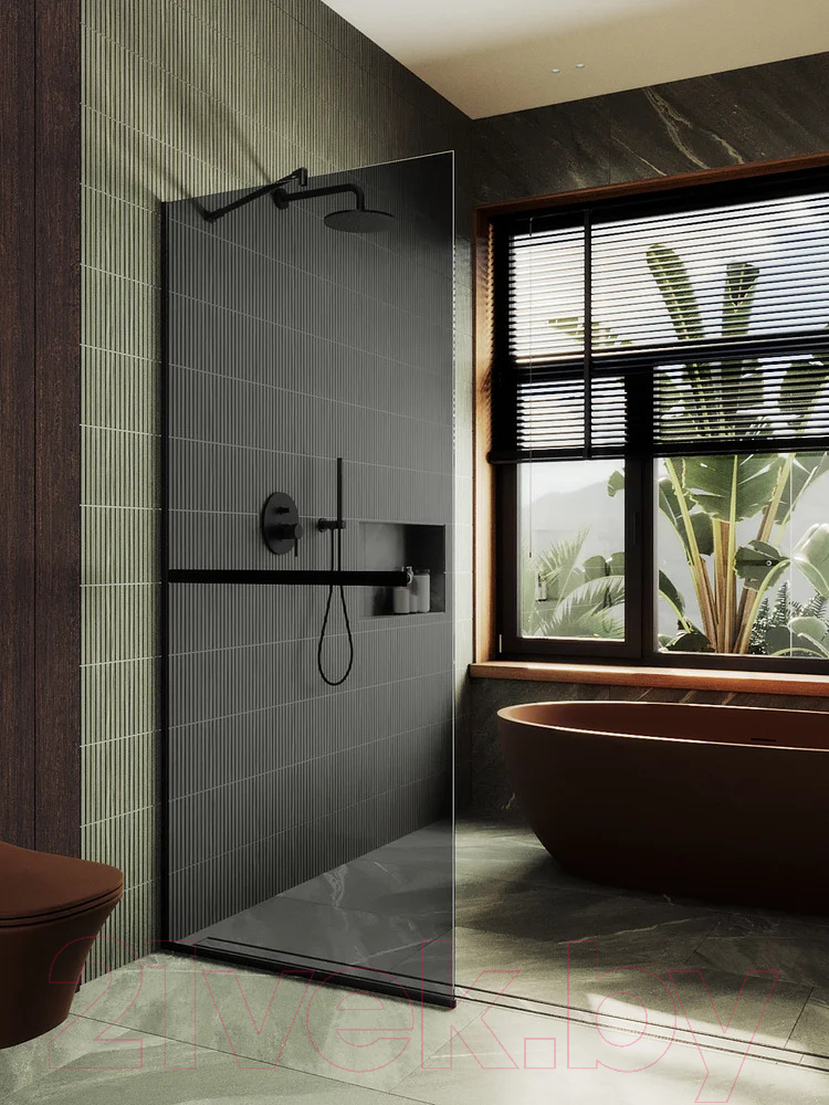 Душевая стенка MaybahGlass 195x69 / MGD-723-6у (графитовое стекло/черный) — фото 5