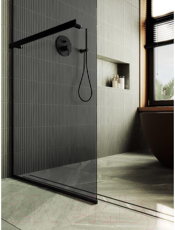 Душевая стенка MaybahGlass 195x69 / MGD-723-6у (графитовое стекло/черный) — фото 3