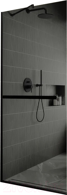 Душевая стенка MaybahGlass 195x69 / MGD-723-6у (графитовое стекло/черный) — фото 1