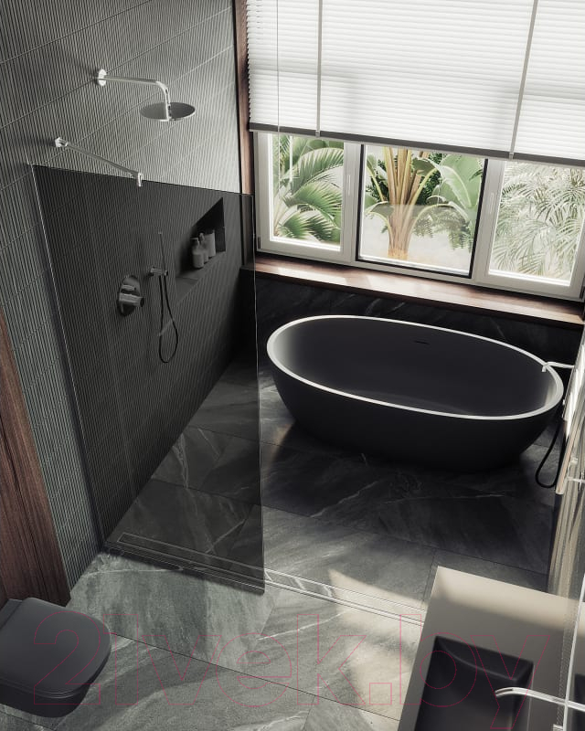 Душевая стенка MaybahGlass 195x69 / MGD-705-5у (графитовое стекло/хром матовый) — фото 4