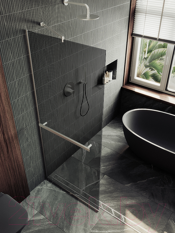 Душевая стенка MaybahGlass 195x69 / MGD-723-5у (графитовое стекло/хром матовый) — фото 4