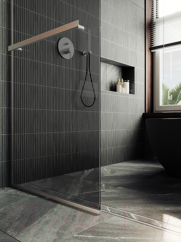 Душевая стенка MaybahGlass 195x69 / MGD-723-5у (графитовое стекло/хром матовый) — фото 2