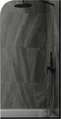 Стеклянная шторка для ванны MaybahGlass MGV-134-6у (графитовое стекло/черный)