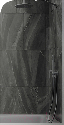 Стеклянная шторка для ванны MaybahGlass MGV-146-1у (графитовое стекло/белый матовый)