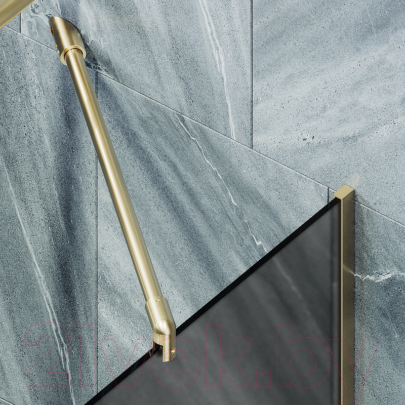 Стеклянная шторка для ванны MaybahGlass MGV-141-3у (графитовое матовое стекло/золотой) — фото 6