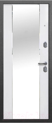 Входная дверь ТайгА Зеркало Серебро 7см (86x205, правая)