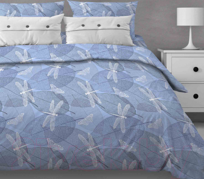 Комплект постельного белья Бояртекс №225 Стрекозы Вид 4 1.5сп (бязь, голубой)