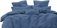 Комплект постельного белья PANDORA №1x1 19-4118 Темный деним Евро-стандарт (микрофибра-страйп) - 