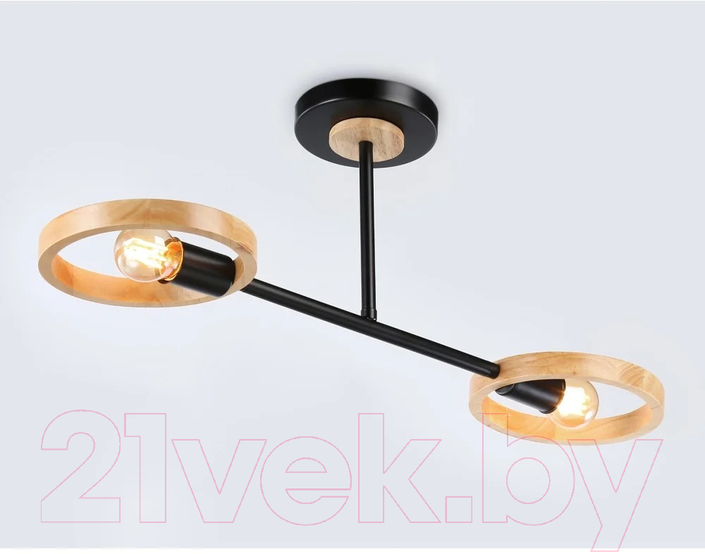 Потолочный светильник Ambrella Traditional TR8244/2 BK/LWD (черный/светлое дерево)