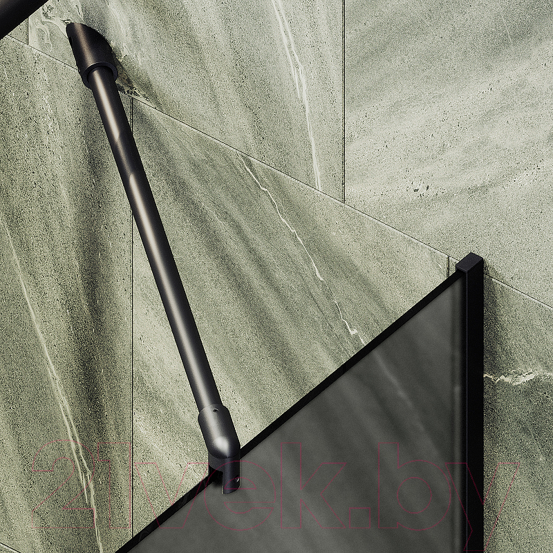 Стеклянная шторка для ванны MaybahGlass MGV-141-6у (графитовое матовое стекло/черный) — фото 6