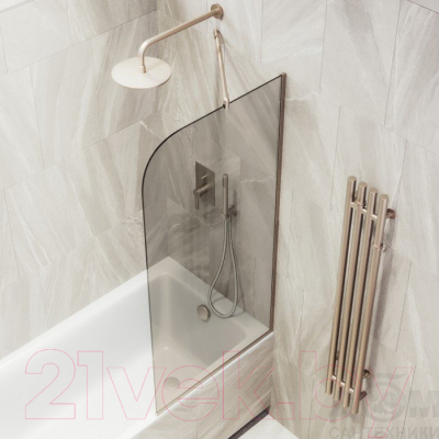 Стеклянная шторка для ванны MaybahGlass MGV-139-2у (бронзовое стекло/бронзовый)