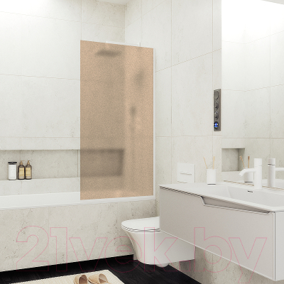 Стеклянная шторка для ванны MaybahGlass MGV-74-1у (бронзовое матовое стекло/белый матовый)