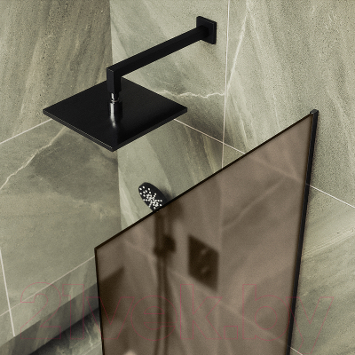 Стеклянная шторка для ванны MaybahGlass MGV-74-6у (бронзовое матовое стекло/черный)
