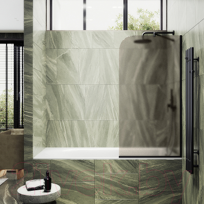 Стеклянная шторка для ванны MaybahGlass MGV-75-6у (бронзовое матовое стекло/черный)