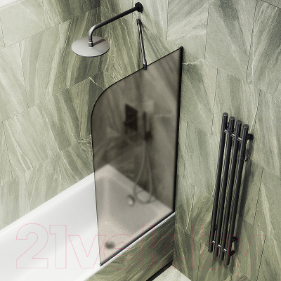 Стеклянная шторка для ванны MaybahGlass MGV-75-6у (бронзовое матовое стекло/черный)