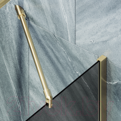 Стеклянная шторка для ванны MaybahGlass MGV-79-3ш (графитовое стекло/золотой)