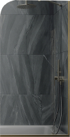 Стеклянная шторка для ванны MaybahGlass MGV-80-3у (графитовое стекло/золотой) - 