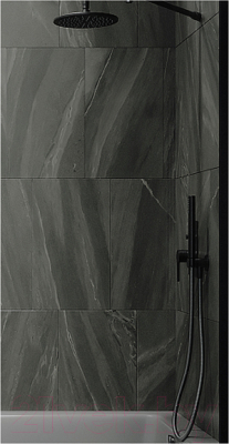 Стеклянная шторка для ванны MaybahGlass MGV-82-6ш (графитовое стекло/черный)