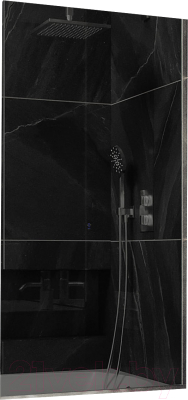Стеклянная шторка для ванны MaybahGlass MGV-82-5у (графитовое стекло/хром матовый)