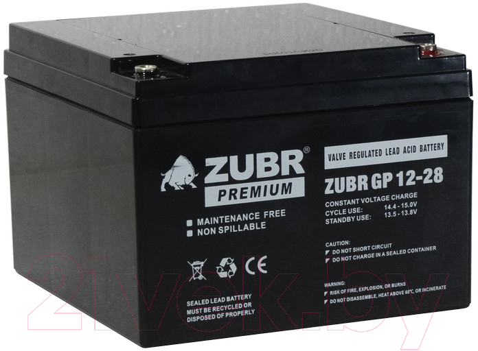 Аккумуляторная батарея Zubr GP 12V (28 А/ч) — фото 2