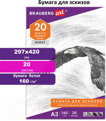 Набор бумаги для рисования Brauberg Орел / 125228 (20л)