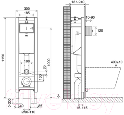 Инсталляция для унитаза Oli Quadra / 885060