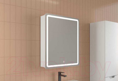 Шкаф с зеркалом для ванной Style Line Лайт Бокс 03" 50x70 (белый софт)