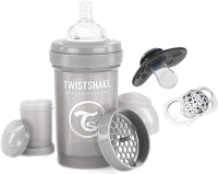 Бутылочка для кормления Twistshake Антиколиковая с пустышками / 47020 (180мл, серый) - 