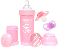Бутылочка для кормления Twistshake Антиколиковая с пустышками / 47023 (260мл, розовый) - 
