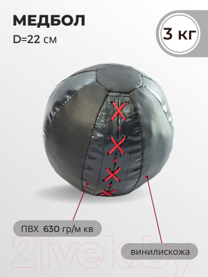 Медицинбол Зубрава МЛ3000 (3кг, черный)