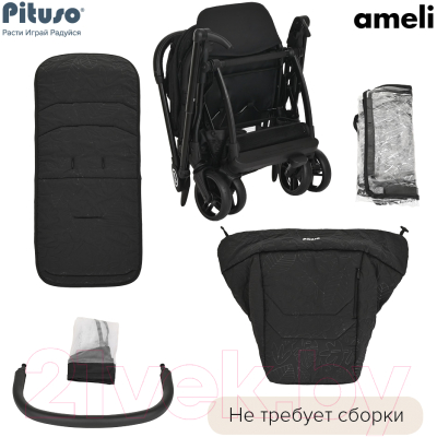 Детская прогулочная коляска Pituso Ameli / G2001 (черный)