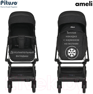 Детская прогулочная коляска Pituso Ameli / G2001 (черный)