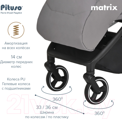 Детская прогулочная коляска Pituso Matrix / A19 (графит)