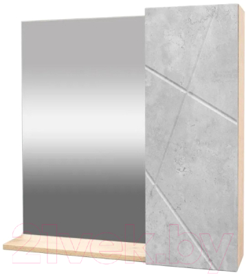 Шкаф с зеркалом для ванной Doratiz Фьорд 70 R / 2711.159 (дуб бунратти/цемент)