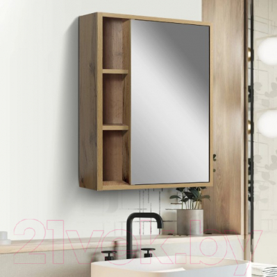 Шкаф с зеркалом для ванной Doratiz Лофт 50 / 2712.115 (ватан)