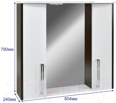 Шкаф с зеркалом для ванной Doratiz Мираж 80 / 2711.110 (белый/венге,с подсветкой)
