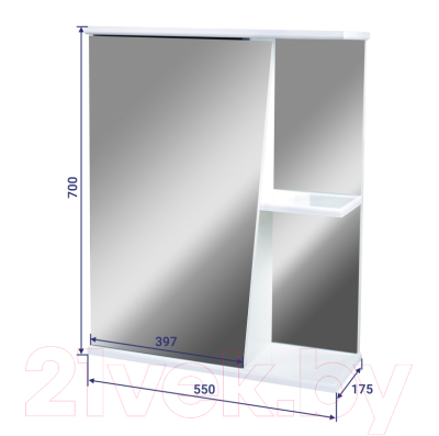 Шкаф с зеркалом для ванной Doratiz Парус 55 L / 2711.090 (белый)