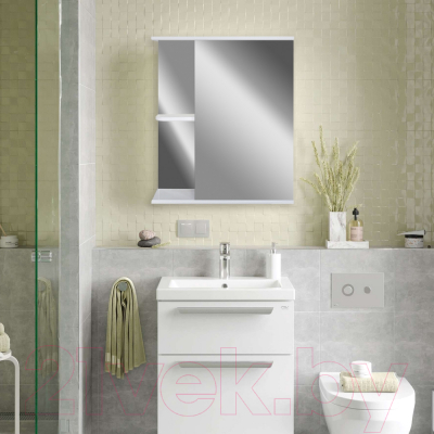 Шкаф с зеркалом для ванной Doratiz Венеция 60 R / 2712.210 (белый)