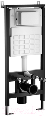 Унитаз подвесной с инсталляцией Wave Solo (с квадратной кнопкой смыва А2, черный)