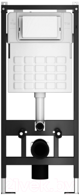 Унитаз подвесной с инсталляцией Wave Solo (с квадратной кнопкой смыва А2, черный)