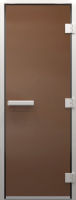 Стеклянная дверь для бани/сауны Doorwood Хамам без нижнего порога 81x200 / DW00860 (правая, бронза матовая) - 