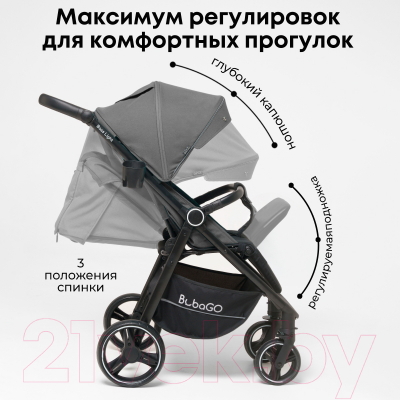 Детская прогулочная коляска Bubago Model Bass Light / BG 131-2 (cветло-серый)