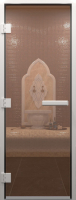 Стеклянная дверь для бани/сауны Doorwood Хамам без нижнего порога 81x200 / DW00858 (левая, бронза) - 