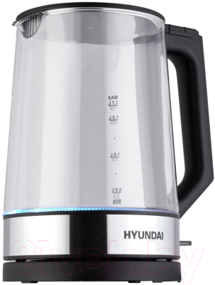 Электрочайник Hyundai HYK-G8808  (черный/серебристый)